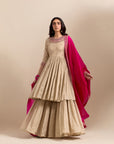 Classic Peplum Anarkali Set - Gold