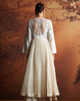 Ivory Embroidered Cutwork Woven Double Layer Angrakha Set