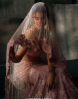 Blush Pink Fishcut Applique Lehenga