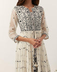 Ivory Resham & Mirror Work Front Open Anarkali Set