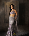 Grey Fishcut Appliqué Lehenga