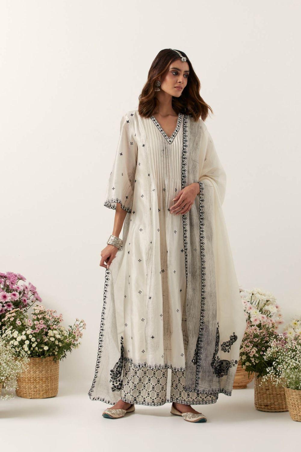Ivory Anarkali Paired With Pants &amp; Dupatta