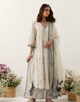 Ivory Anarkali Paired With Pants & Dupatta