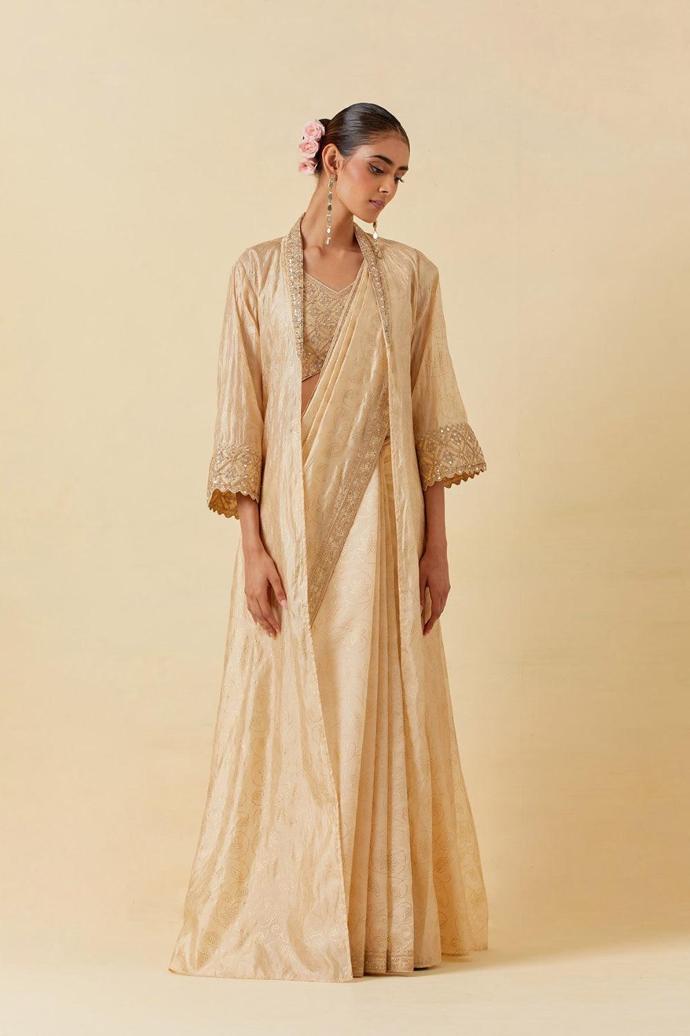 Buttercup Saree Paired With Blouse &amp; Cape