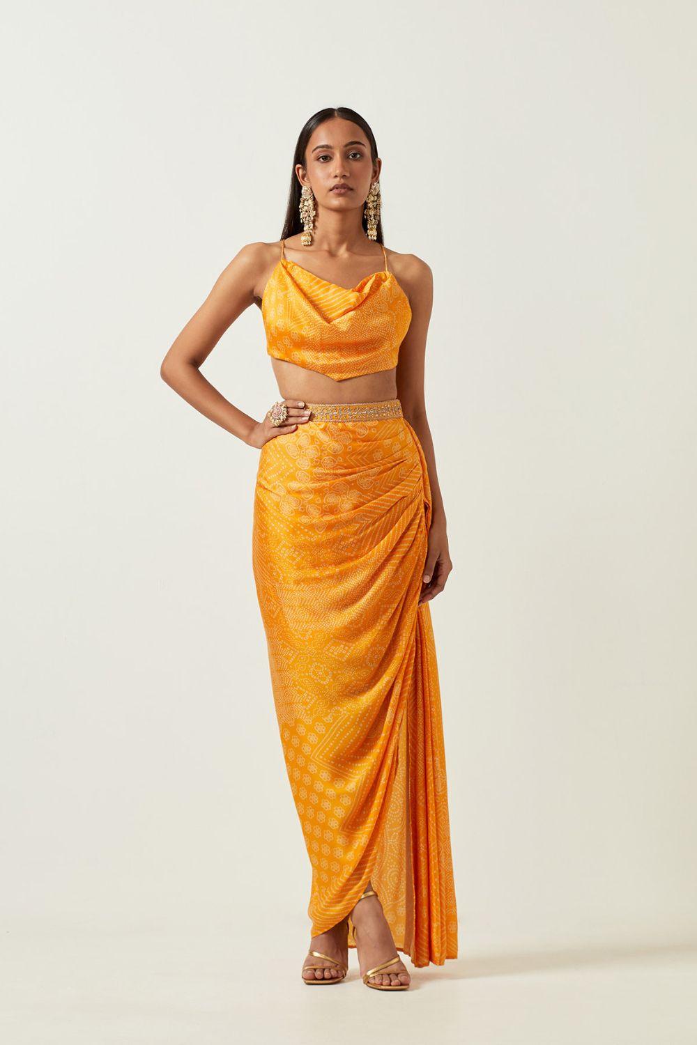 Draped Skirt &amp; Cowl Top Set