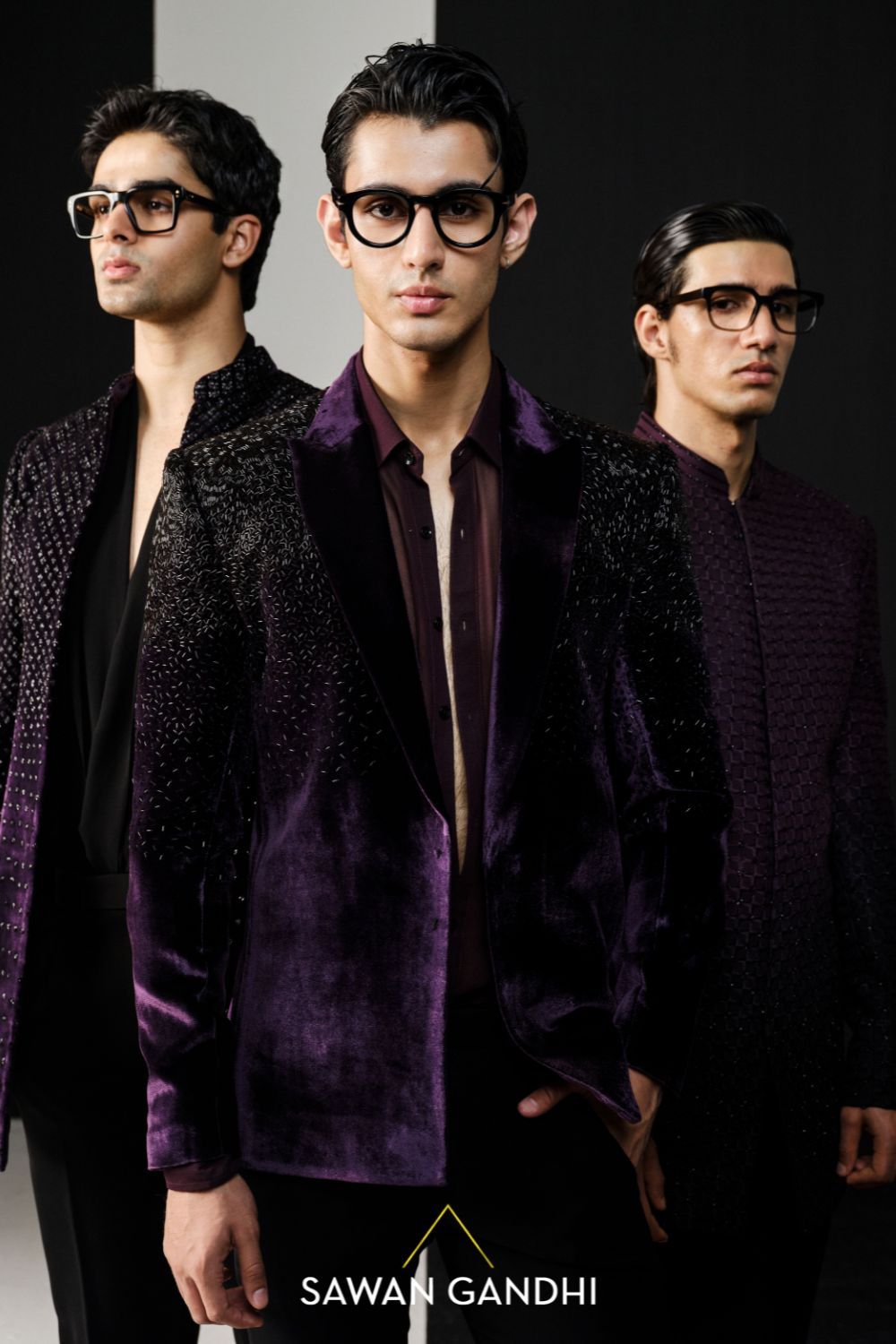 Wine Cutdana Velvet Jacket