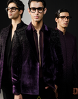 Wine Cutdana Velvet Jacket