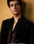 Black Velvet Cutdana Nehru Set