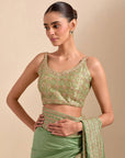 Classic Baigani Saree - Sage Green