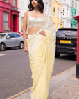 Ombre Lemon Mirror Work Saree