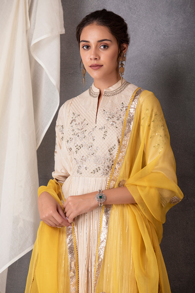 Toosh Anarkali Set With Yellow Dupatta