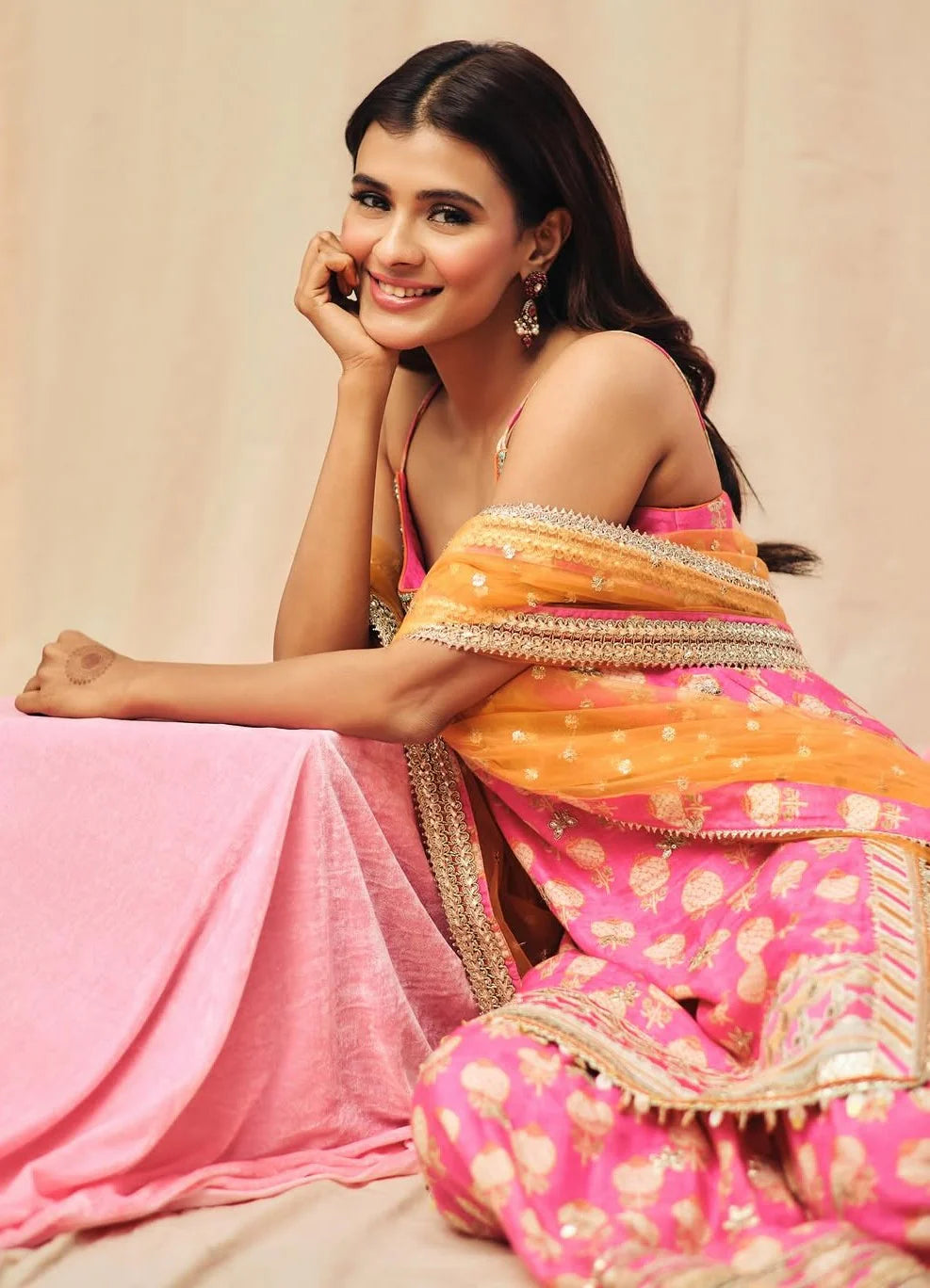 Ravina Strappy Sharara Set - Pink