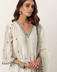 Ivory Anarkali Paired With Pants & Dupatta