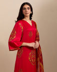 Kaftan Kurta Set - Red