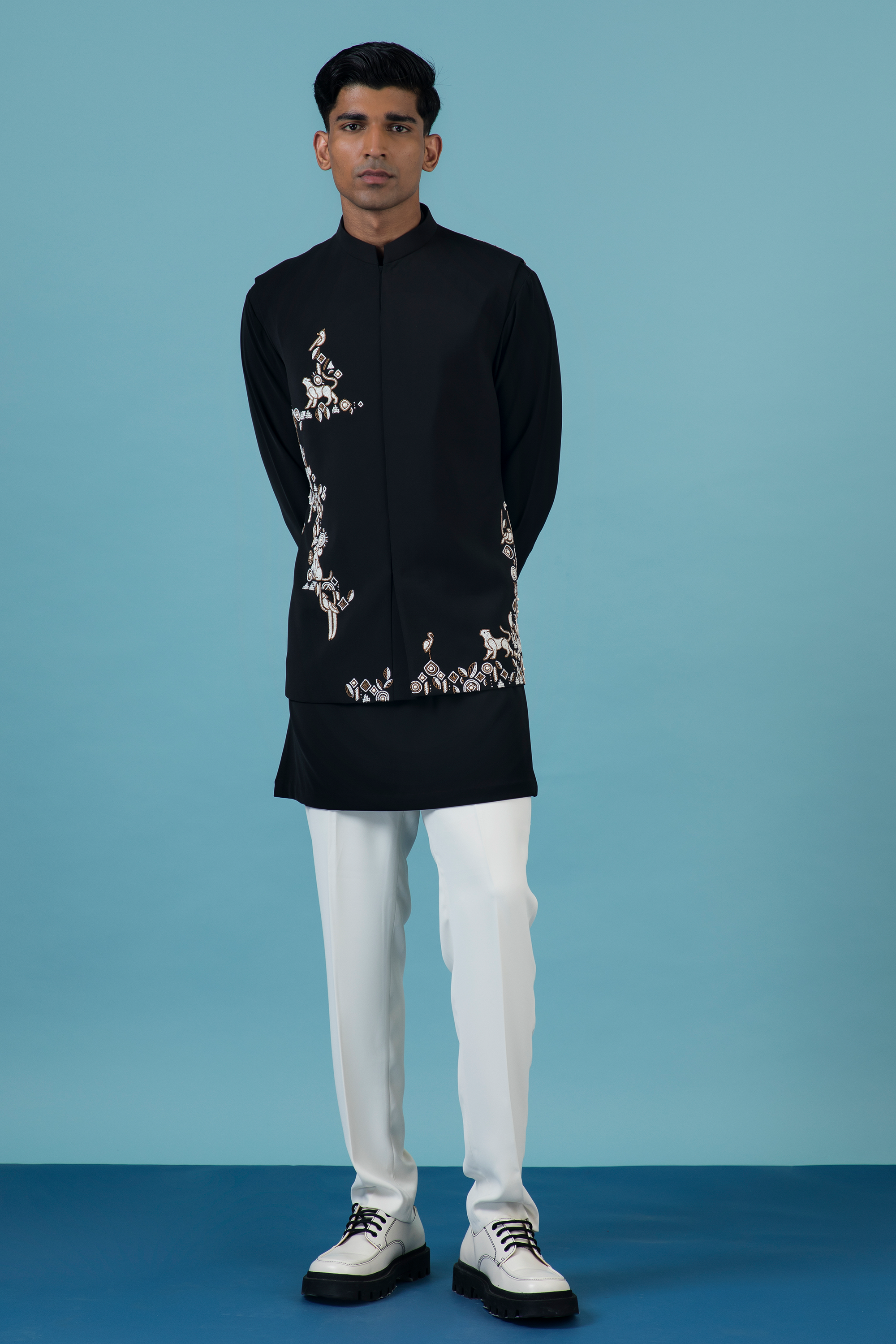 Black Jungle Nehru Jacket