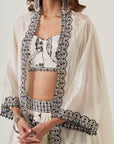 Ivory Printed Skirt Paired With Bralette & Cape