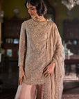 Peach Gold Sharara Set