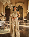Champagne Emerald Crystal Sharara Set