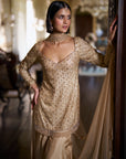 Gold Crystal Sharara Set
