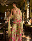 Leaf Green Three-Dimensional Sharara Set