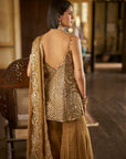 Antique Gold Mirror Sharara Set