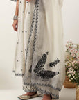 Ivory Anarkali Paired With Pants & Dupatta