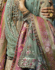 Beautiful & Pristine Embroidered Mint Anarkali Set With Dushala