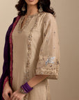 Banarasi Tissue Kurta Set - Gold