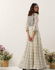 Ivory Resham & Mirror Work Front Open Anarkali Set
