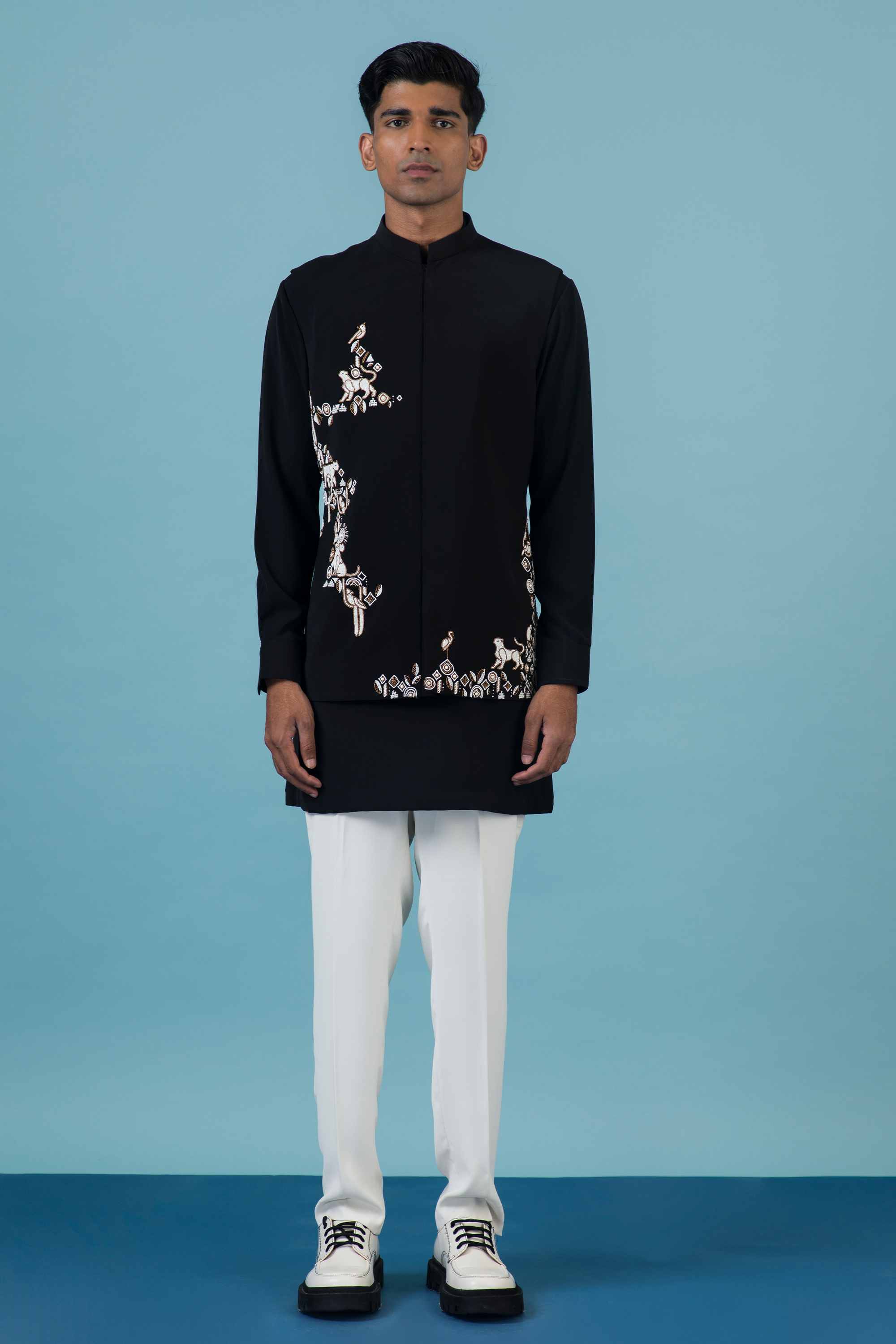 Black Jungle Nehru Jacket