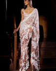 Coffee Cream Sequins Georgette Saree