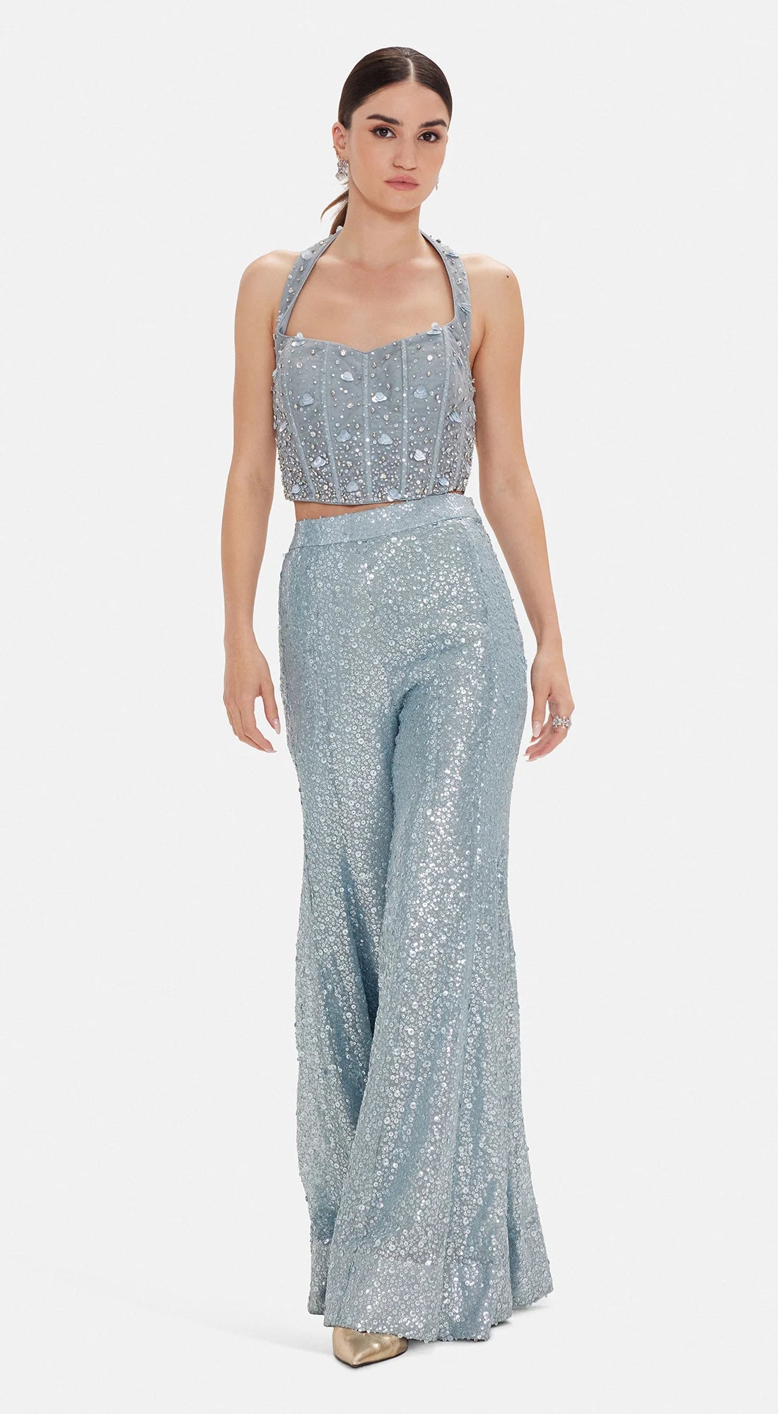 Electric Indigo Corset &amp; Sharara Set - Ready to Ship
