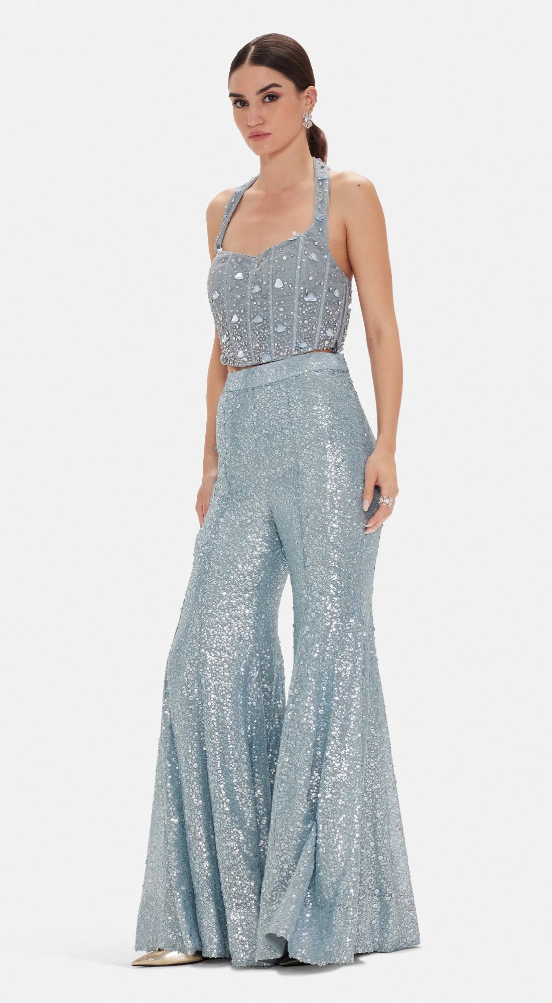 Electric Indigo Corset &amp; Sharara Set - Ready to Ship