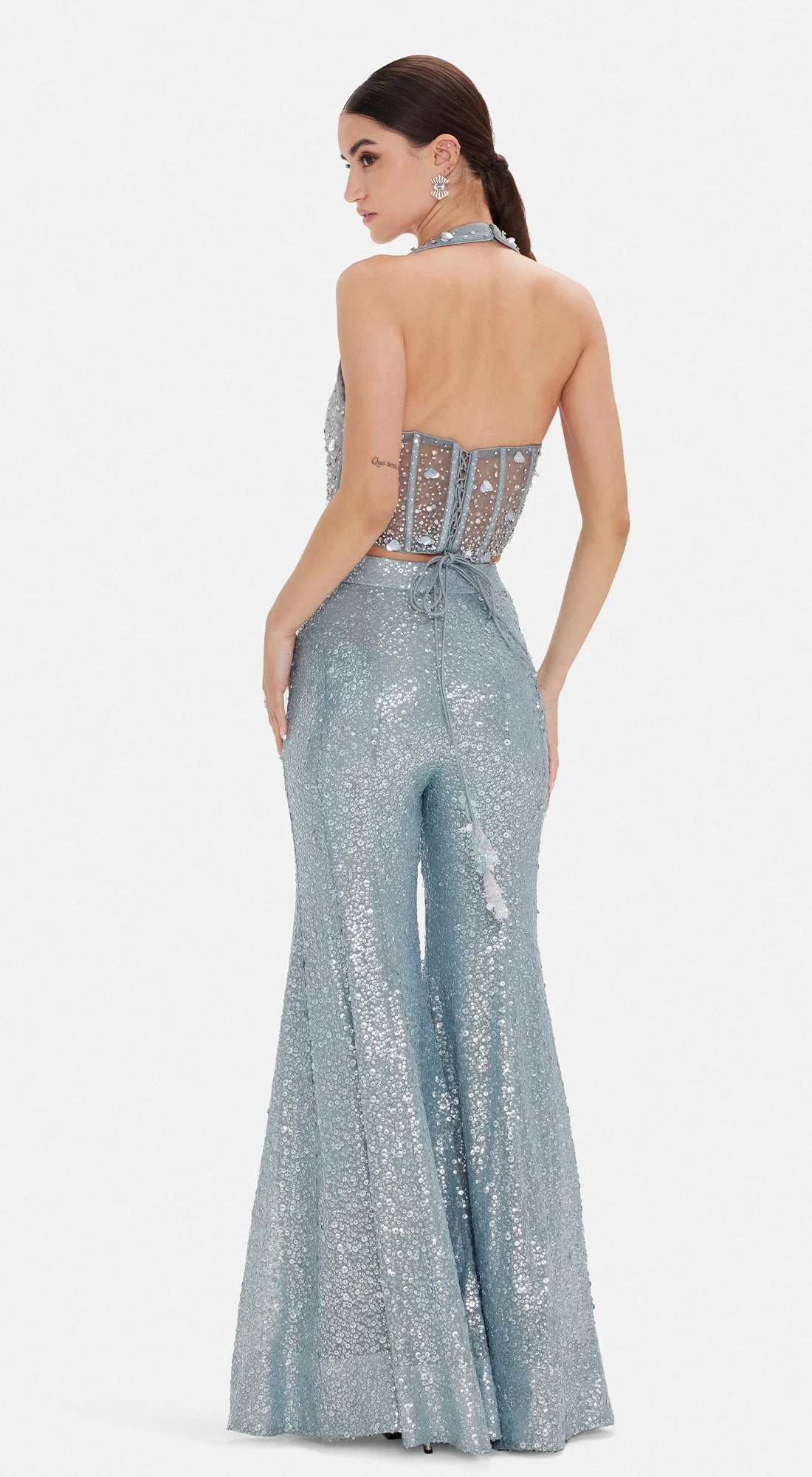 Electric Indigo Corset &amp; Sharara Set - Ready to Ship