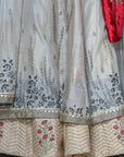 Grey Tussar Printed Angrakha Set