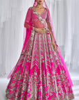 Cynthia Fuschia Raw Silk Bridal Lehenga Set