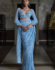 Powder Blue Thread Work Saree