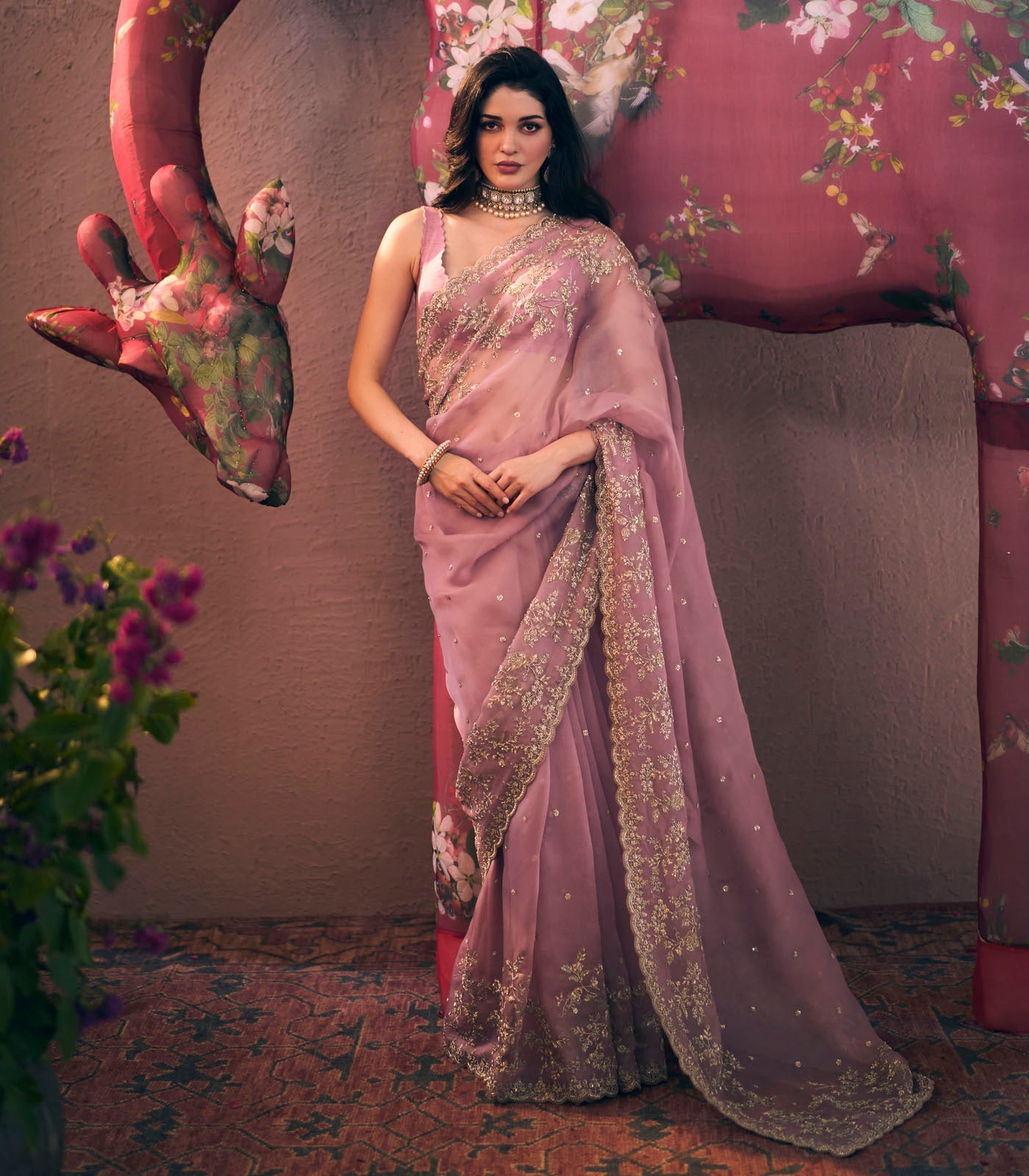 Pink Arwa Saree Set