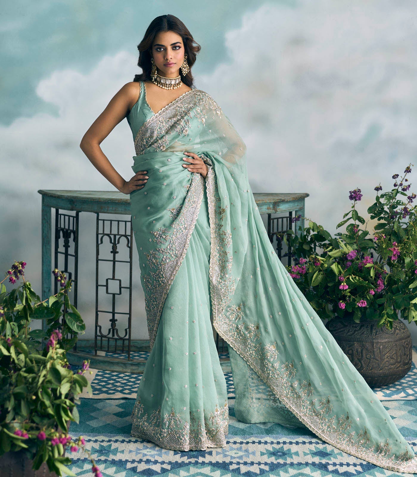 Blue Aashna Saree Set