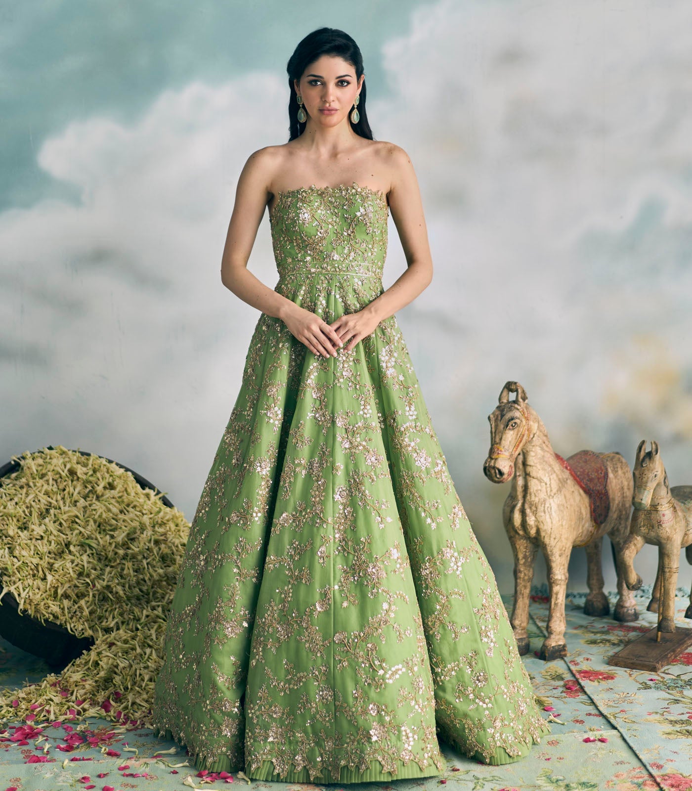 Green Chamak Gown