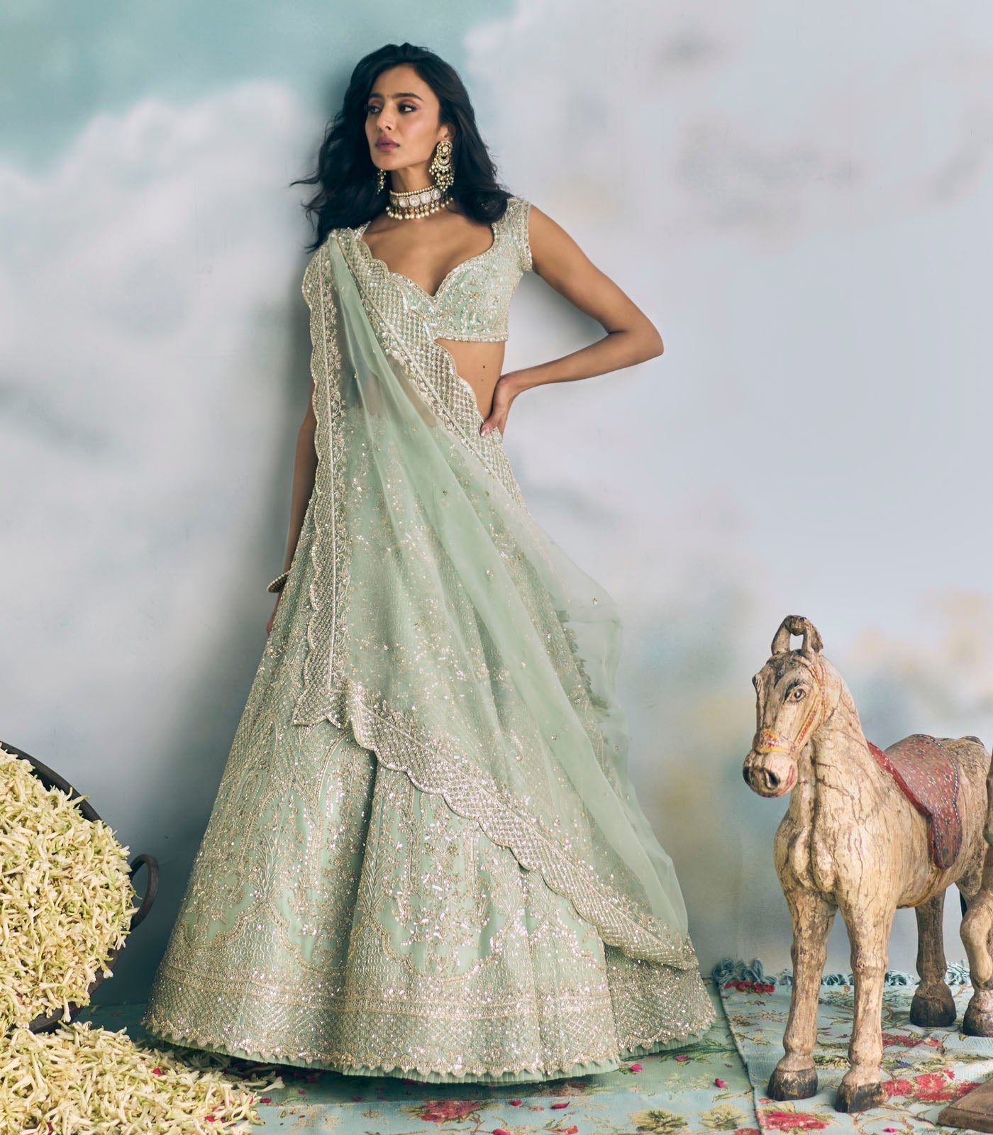 Ice Blue Akhila Lehenga Set