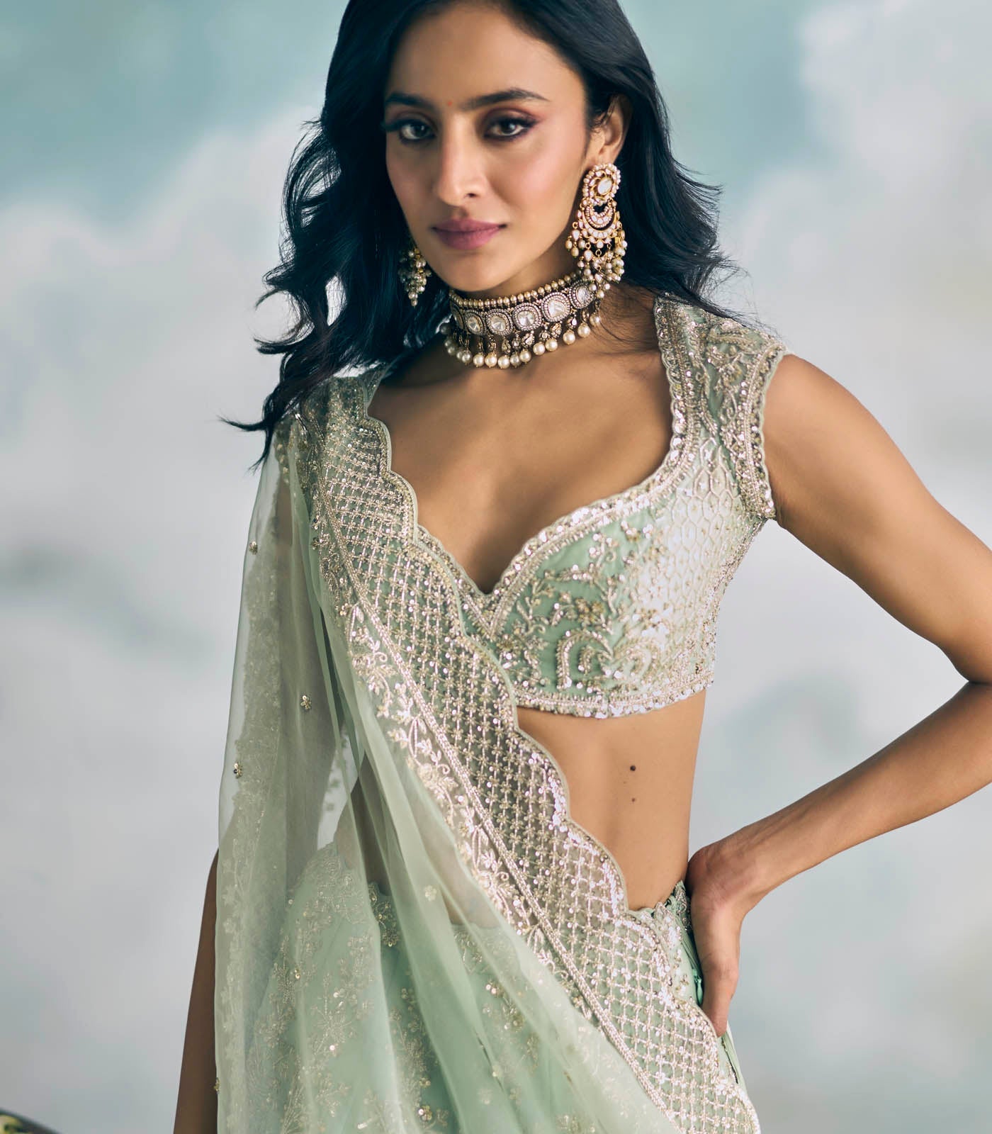 Ice Blue Akhila Lehenga Set