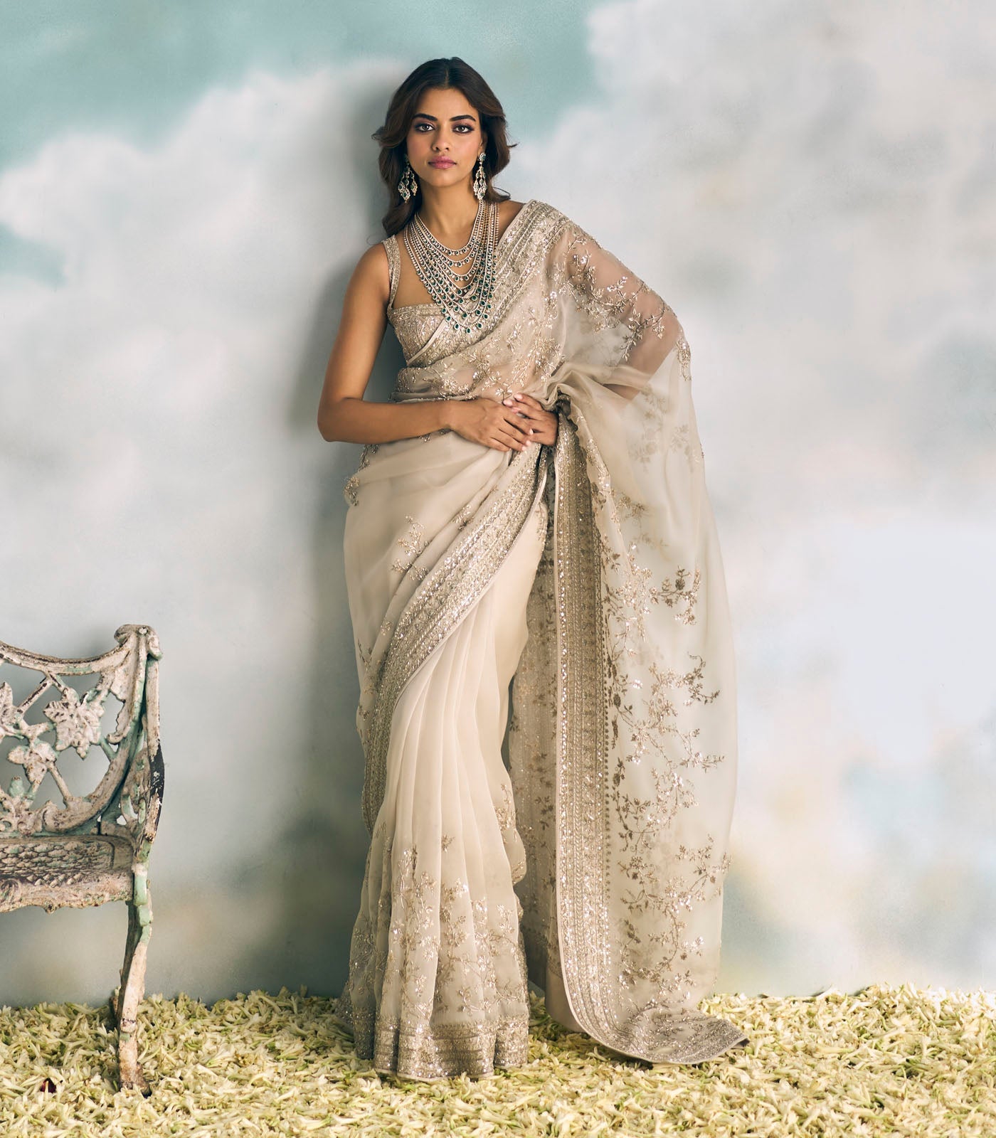 Ivory Avika Saree Set