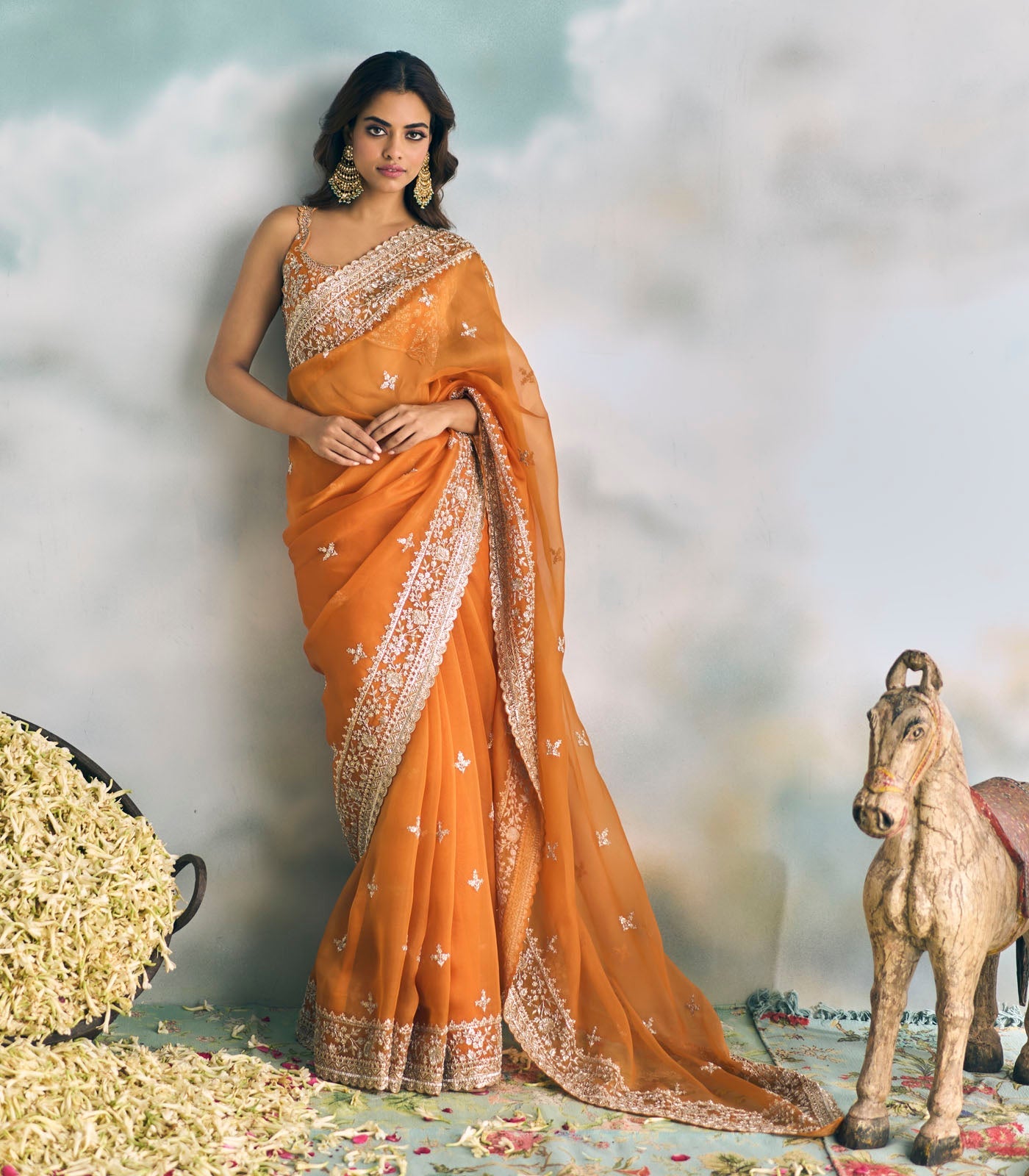 Orange Aanya Saree Set