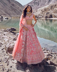 Ember Lehenga Set - Coral