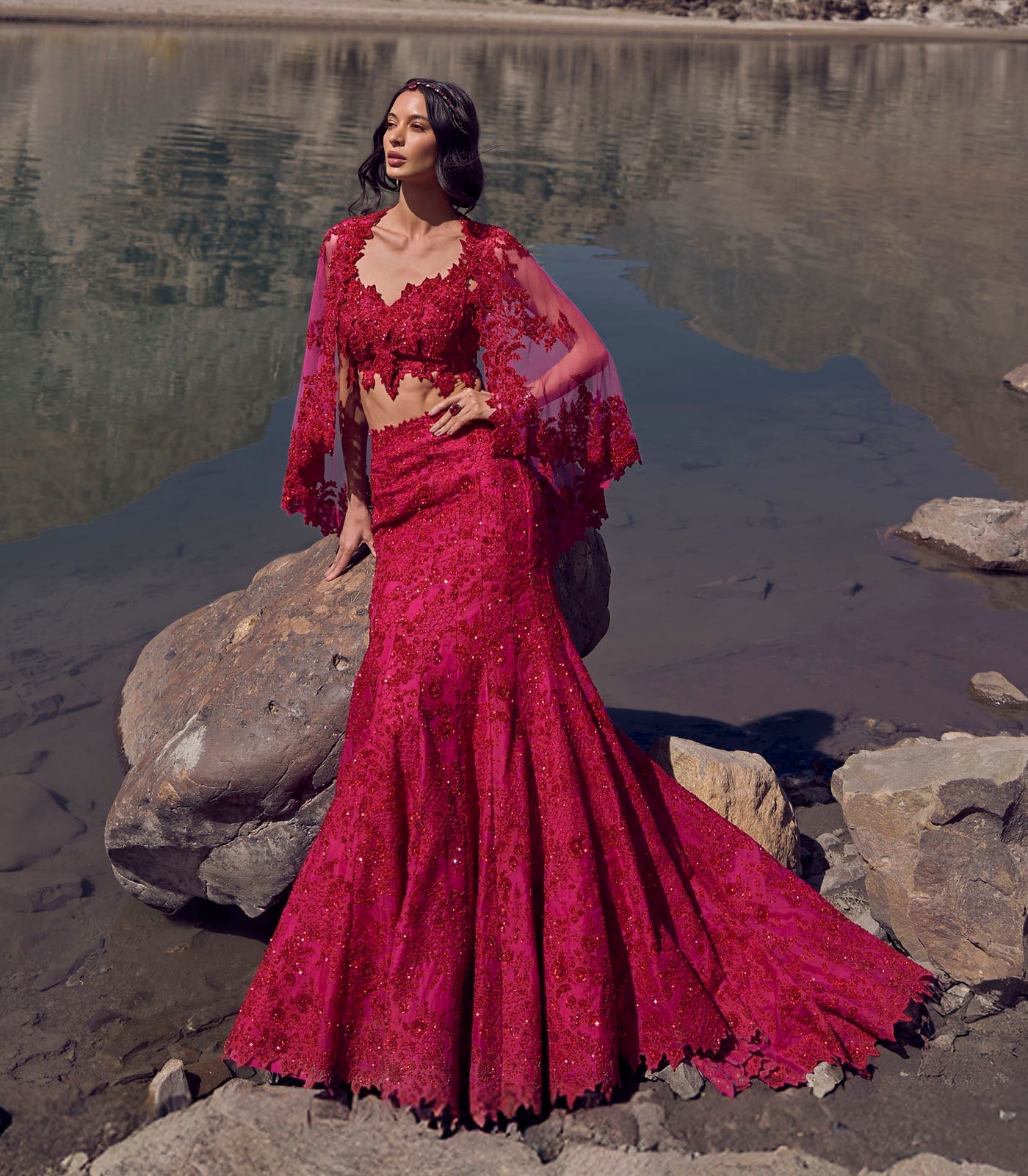 Cutdana Work Trail Lehenga Set