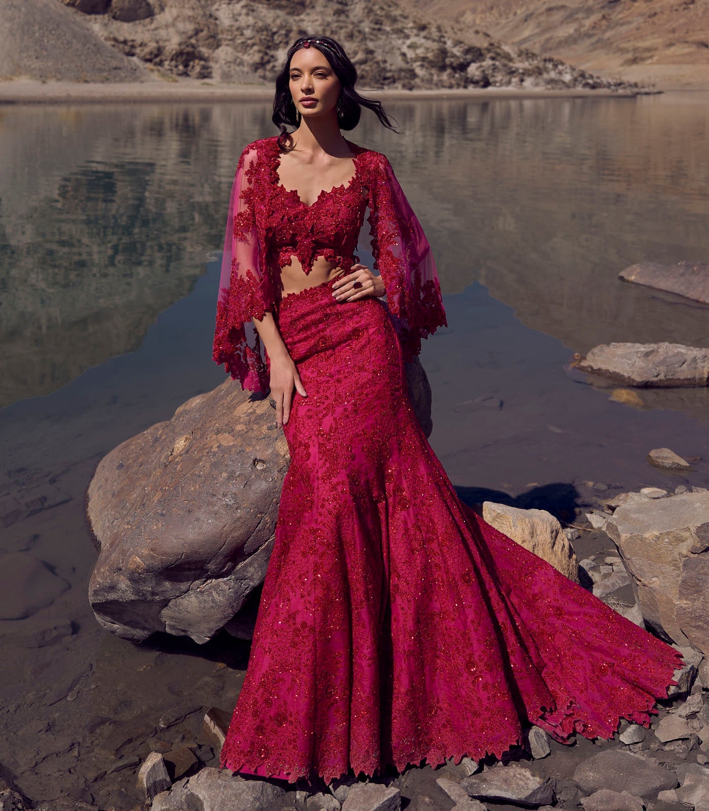 Cutdana Work Trail Lehenga Set