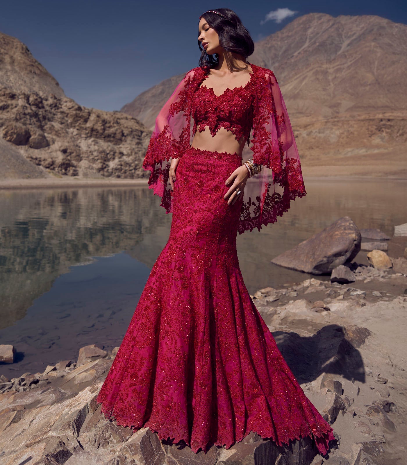 Cutdana Work Trail Lehenga Set