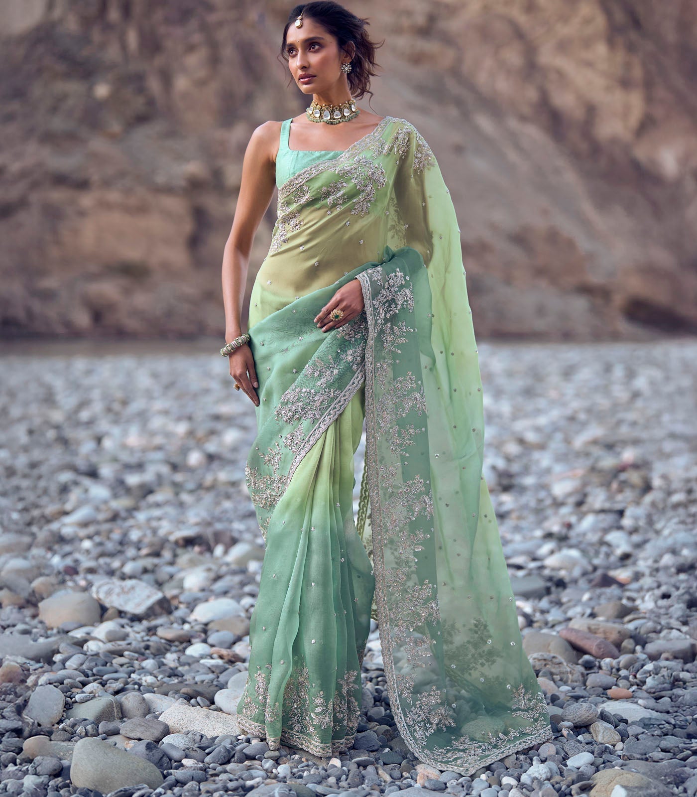 Inayat Saree Set - Green