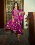 Aari Thread Work Kaftan Set - Magenta